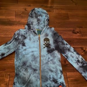 EXCLUSIVE- aviator nation x soulcycle blue tie dye zip up. great condition.